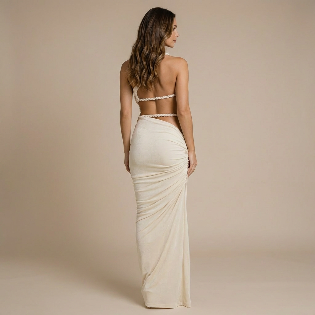 Ruched Two-Piece Maxi Set – Elegant Resort & Evening Wear